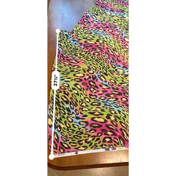 Stretchy Spandex Rainbow Leopard Fabric See Photos for Measurements Around 1yd - Picture 2 of 5